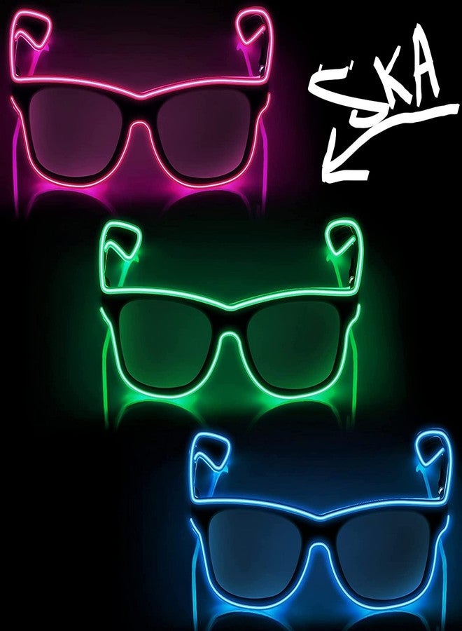 KANABEE نظارات KANABEE المضيئة بتقنية LED، نظارات نيون سلكية لحفلات الرقص الصاخبة، نظارات تتوهج في الظلام، مثالية لحفلات الأزياء التنكرية وحفلات موسيقى الرقص الإلكترونية، هدايا لحفلات الكريسماس المتوهجة - متعددة الألوان - Image 1